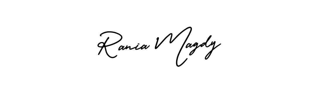 if you are searching for the best signature style for your name Rania Magdy. so please give up your signature search. here we have designed multiple signature styles  using AmerikaSignatureDemo-Regular. Rania Magdy signature style 3 images and pictures png