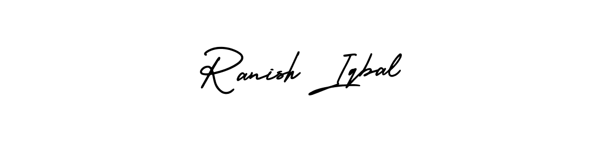 How to make Ranish Iqbal name signature. Use AmerikaSignatureDemo-Regular style for creating short signs online. This is the latest handwritten sign. Ranish Iqbal signature style 3 images and pictures png