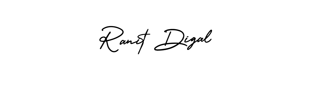 You should practise on your own different ways (AmerikaSignatureDemo-Regular) to write your name (Ranit Digal) in signature. don't let someone else do it for you. Ranit Digal signature style 3 images and pictures png