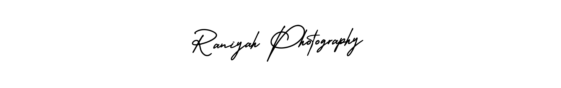 How to make Raniyah Photography name signature. Use AmerikaSignatureDemo-Regular style for creating short signs online. This is the latest handwritten sign. Raniyah Photography signature style 3 images and pictures png