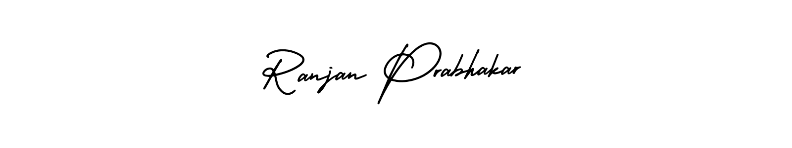 The best way (AmerikaSignatureDemo-Regular) to make a short signature is to pick only two or three words in your name. The name Ranjan Prabhakar include a total of six letters. For converting this name. Ranjan Prabhakar signature style 3 images and pictures png