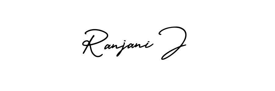 if you are searching for the best signature style for your name Ranjani J. so please give up your signature search. here we have designed multiple signature styles  using AmerikaSignatureDemo-Regular. Ranjani J signature style 3 images and pictures png