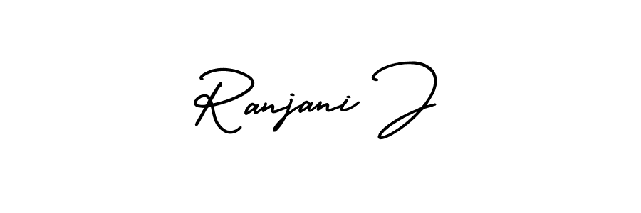 if you are searching for the best signature style for your name Ranjani J. so please give up your signature search. here we have designed multiple signature styles  using AmerikaSignatureDemo-Regular. Ranjani J signature style 3 images and pictures png