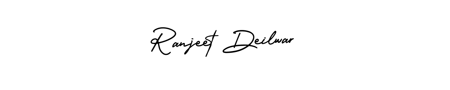 This is the best signature style for the Ranjeet Deilwar name. Also you like these signature font (AmerikaSignatureDemo-Regular). Mix name signature. Ranjeet Deilwar signature style 3 images and pictures png