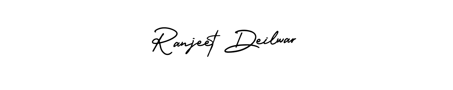 This is the best signature style for the Ranjeet Deilwar name. Also you like these signature font (AmerikaSignatureDemo-Regular). Mix name signature. Ranjeet Deilwar signature style 3 images and pictures png