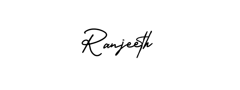 The best way (AmerikaSignatureDemo-Regular) to make a short signature is to pick only two or three words in your name. The name Ranjeeth include a total of six letters. For converting this name. Ranjeeth signature style 3 images and pictures png