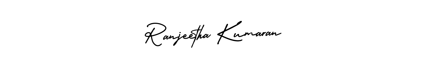 The best way (AmerikaSignatureDemo-Regular) to make a short signature is to pick only two or three words in your name. The name Ranjeetha Kumaran include a total of six letters. For converting this name. Ranjeetha Kumaran signature style 3 images and pictures png