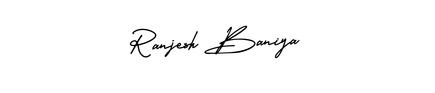 Make a short Ranjesh Baniya signature style. Manage your documents anywhere anytime using AmerikaSignatureDemo-Regular. Create and add eSignatures, submit forms, share and send files easily. Ranjesh Baniya signature style 3 images and pictures png