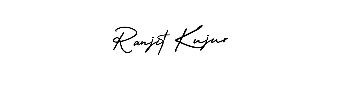 You should practise on your own different ways (AmerikaSignatureDemo-Regular) to write your name (Ranjit Kujur) in signature. don't let someone else do it for you. Ranjit Kujur signature style 3 images and pictures png