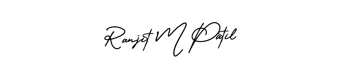 You should practise on your own different ways (AmerikaSignatureDemo-Regular) to write your name (Ranjit M Patil) in signature. don't let someone else do it for you. Ranjit M Patil signature style 3 images and pictures png