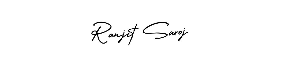 This is the best signature style for the Ranjit Saroj name. Also you like these signature font (AmerikaSignatureDemo-Regular). Mix name signature. Ranjit Saroj signature style 3 images and pictures png