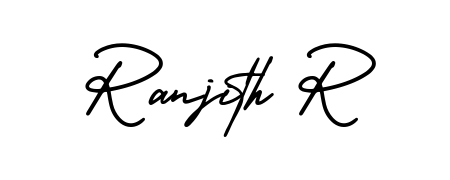 The AmerikaSignatureDemo-Regular handwriting style adds charm and authenticity to name Ranjith R. A wonderful choice for personal thank-you notes. Ranjith R signature style 3 images and pictures png