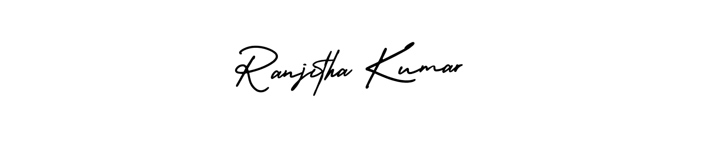 You should practise on your own different ways (AmerikaSignatureDemo-Regular) to write your name (Ranjitha Kumar) in signature. don't let someone else do it for you. Ranjitha Kumar signature style 3 images and pictures png