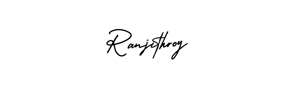 Similarly AmerikaSignatureDemo-Regular is the best handwritten signature design. Signature creator online .You can use it as an online autograph creator for name Ranjithroy. Ranjithroy signature style 3 images and pictures png