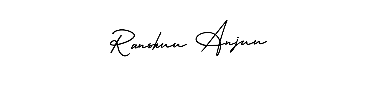 You should practise on your own different ways (AmerikaSignatureDemo-Regular) to write your name (Ranshuu Anjuu) in signature. don't let someone else do it for you. Ranshuu Anjuu signature style 3 images and pictures png