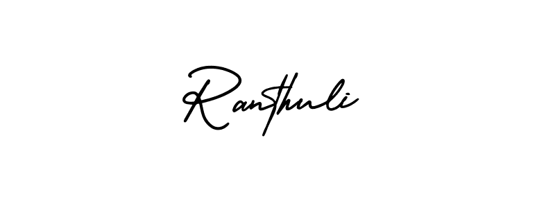 How to make Ranthuli name signature. Use AmerikaSignatureDemo-Regular style for creating short signs online. This is the latest handwritten sign. Ranthuli signature style 3 images and pictures png