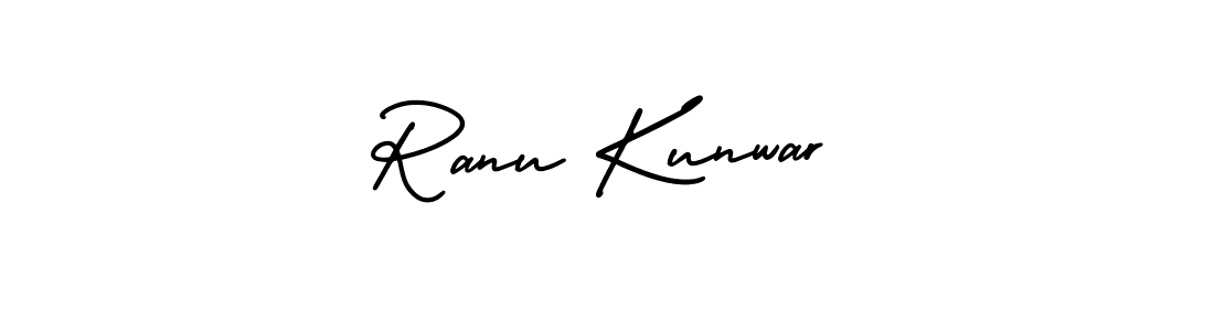 The best way (AmerikaSignatureDemo-Regular) to make a short signature is to pick only two or three words in your name. The name Ranu Kunwar include a total of six letters. For converting this name. Ranu Kunwar signature style 3 images and pictures png