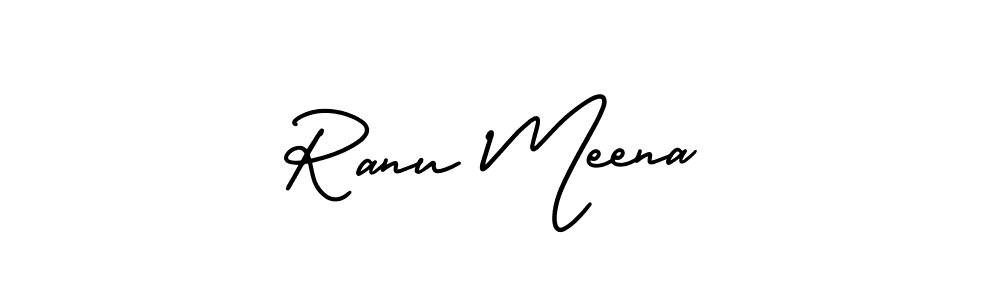 Ranu Meena stylish signature style. Best Handwritten Sign (AmerikaSignatureDemo-Regular) for my name. Handwritten Signature Collection Ideas for my name Ranu Meena. Ranu Meena signature style 3 images and pictures png
