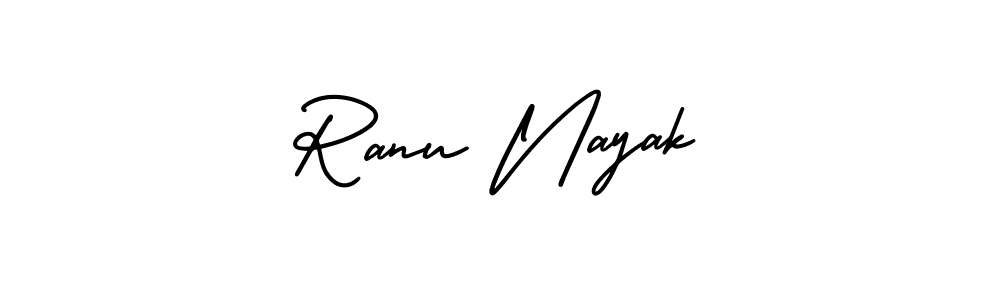 The best way (AmerikaSignatureDemo-Regular) to make a short signature is to pick only two or three words in your name. The name Ranu Nayak include a total of six letters. For converting this name. Ranu Nayak signature style 3 images and pictures png