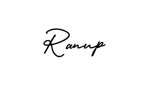 How to make Ranup name signature. Use AmerikaSignatureDemo-Regular style for creating short signs online. This is the latest handwritten sign. Ranup signature style 3 images and pictures png