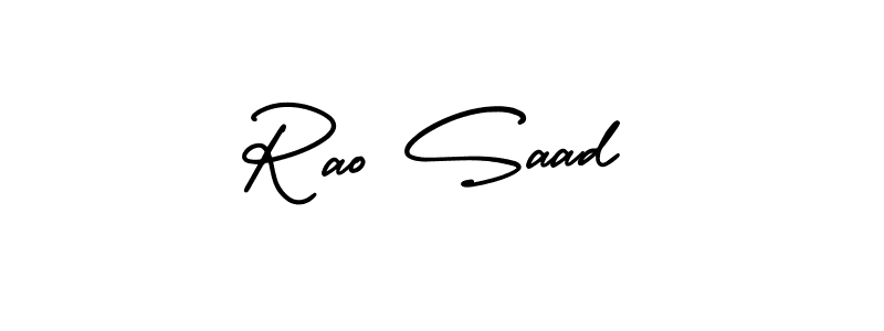 Similarly AmerikaSignatureDemo-Regular is the best handwritten signature design. Signature creator online .You can use it as an online autograph creator for name Rao Saad. Rao Saad signature style 3 images and pictures png