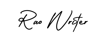 Practice writing Rao Writer with the flow of AmerikaSignatureDemo-Regular lettering. A fantastic source of inspiration for developing your personal signature style. Rao Writer signature style 3 images and pictures png