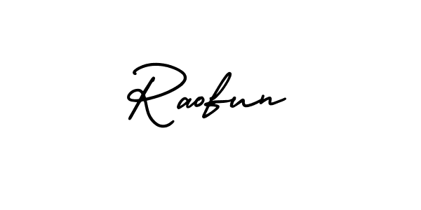 Raofun stylish signature style. Best Handwritten Sign (AmerikaSignatureDemo-Regular) for my name. Handwritten Signature Collection Ideas for my name Raofun. Raofun signature style 3 images and pictures png