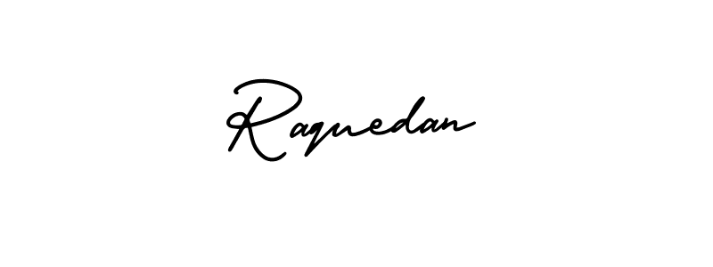 You should practise on your own different ways (AmerikaSignatureDemo-Regular) to write your name (Raquedan) in signature. don't let someone else do it for you. Raquedan signature style 3 images and pictures png