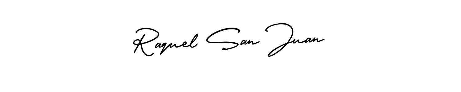 Design your own signature with our free online signature maker. With this signature software, you can create a handwritten (AmerikaSignatureDemo-Regular) signature for name Raquel San Juan. Raquel San Juan signature style 3 images and pictures png
