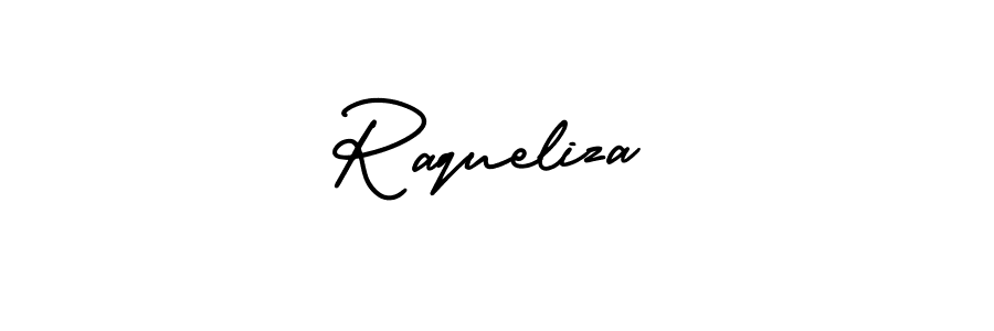 Raqueliza stylish signature style. Best Handwritten Sign (AmerikaSignatureDemo-Regular) for my name. Handwritten Signature Collection Ideas for my name Raqueliza. Raqueliza signature style 3 images and pictures png