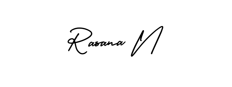 This is the best signature style for the Rasana N name. Also you like these signature font (AmerikaSignatureDemo-Regular). Mix name signature. Rasana N signature style 3 images and pictures png