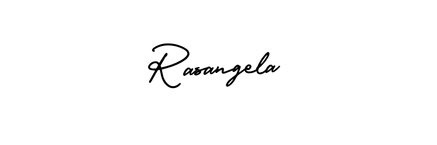 The best way (AmerikaSignatureDemo-Regular) to make a short signature is to pick only two or three words in your name. The name Rasangela include a total of six letters. For converting this name. Rasangela signature style 3 images and pictures png