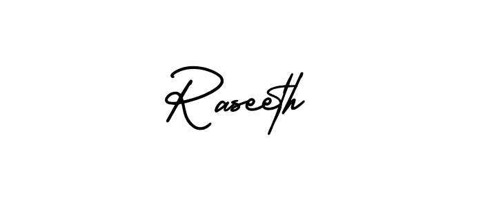 You should practise on your own different ways (AmerikaSignatureDemo-Regular) to write your name (Raseeth) in signature. don't let someone else do it for you. Raseeth signature style 3 images and pictures png