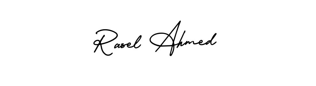 This is the best signature style for the Rasel Ahmed name. Also you like these signature font (AmerikaSignatureDemo-Regular). Mix name signature. Rasel Ahmed signature style 3 images and pictures png