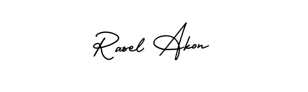 This is the best signature style for the Rasel Akon name. Also you like these signature font (AmerikaSignatureDemo-Regular). Mix name signature. Rasel Akon signature style 3 images and pictures png