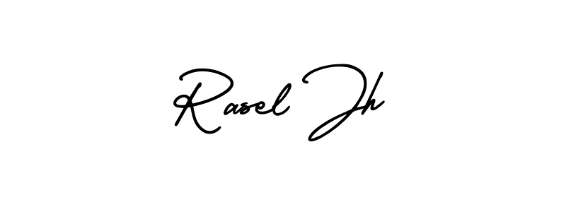 You should practise on your own different ways (AmerikaSignatureDemo-Regular) to write your name (Rasel Jh) in signature. don't let someone else do it for you. Rasel Jh signature style 3 images and pictures png