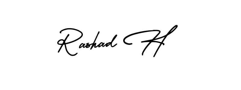 Also You can easily find your signature by using the search form. We will create Rashad H name handwritten signature images for you free of cost using AmerikaSignatureDemo-Regular sign style. Rashad H signature style 3 images and pictures png