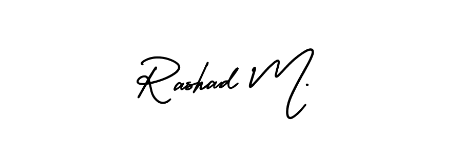The best way (AmerikaSignatureDemo-Regular) to make a short signature is to pick only two or three words in your name. The name Rashad M. include a total of six letters. For converting this name. Rashad M. signature style 3 images and pictures png