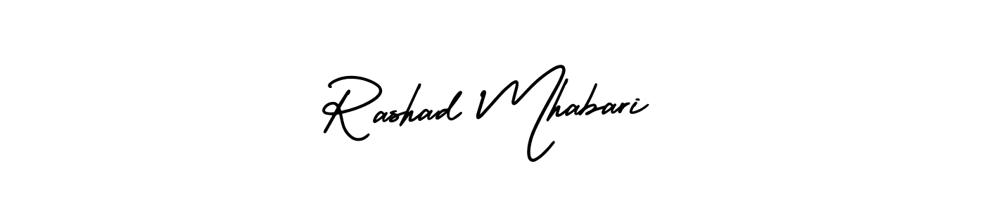 Rashad Mhabari stylish signature style. Best Handwritten Sign (AmerikaSignatureDemo-Regular) for my name. Handwritten Signature Collection Ideas for my name Rashad Mhabari. Rashad Mhabari signature style 3 images and pictures png