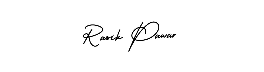 You should practise on your own different ways (AmerikaSignatureDemo-Regular) to write your name (Rasik Pawar) in signature. don't let someone else do it for you. Rasik Pawar signature style 3 images and pictures png