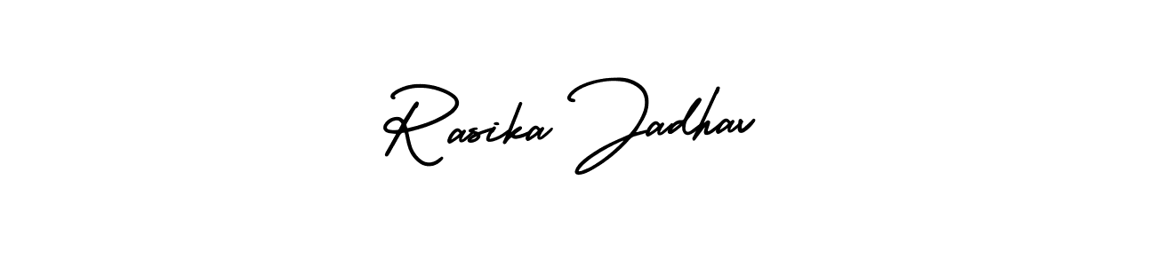 Rasika Jadhav stylish signature style. Best Handwritten Sign (AmerikaSignatureDemo-Regular) for my name. Handwritten Signature Collection Ideas for my name Rasika Jadhav. Rasika Jadhav signature style 3 images and pictures png