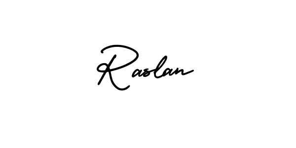 Make a beautiful signature design for name Raslan. With this signature (AmerikaSignatureDemo-Regular) style, you can create a handwritten signature for free. Raslan signature style 3 images and pictures png