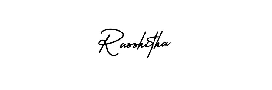 How to make Rasshitha name signature. Use AmerikaSignatureDemo-Regular style for creating short signs online. This is the latest handwritten sign. Rasshitha signature style 3 images and pictures png