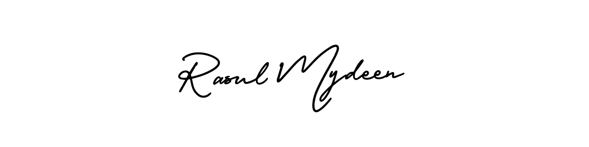 Rasul Mydeen stylish signature style. Best Handwritten Sign (AmerikaSignatureDemo-Regular) for my name. Handwritten Signature Collection Ideas for my name Rasul Mydeen. Rasul Mydeen signature style 3 images and pictures png