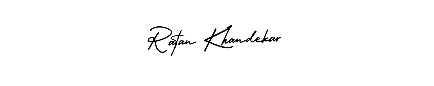 You should practise on your own different ways (AmerikaSignatureDemo-Regular) to write your name (Ratan Khandekar) in signature. don't let someone else do it for you. Ratan Khandekar signature style 3 images and pictures png