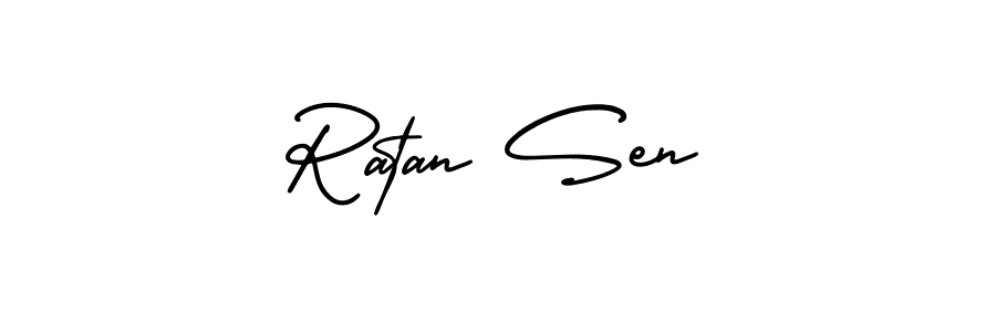 The best way (AmerikaSignatureDemo-Regular) to make a short signature is to pick only two or three words in your name. The name Ratan Sen include a total of six letters. For converting this name. Ratan Sen signature style 3 images and pictures png