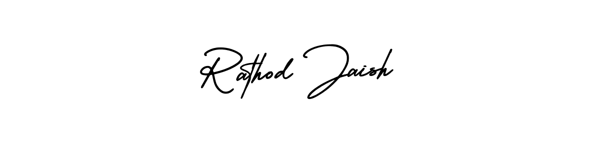 How to make Rathod Jaish name signature. Use AmerikaSignatureDemo-Regular style for creating short signs online. This is the latest handwritten sign. Rathod Jaish signature style 3 images and pictures png