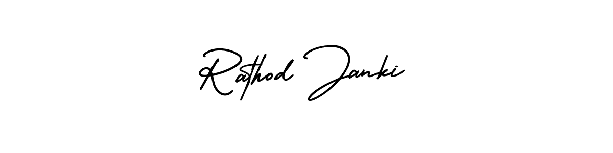 The best way (AmerikaSignatureDemo-Regular) to make a short signature is to pick only two or three words in your name. The name Rathod Janki include a total of six letters. For converting this name. Rathod Janki signature style 3 images and pictures png