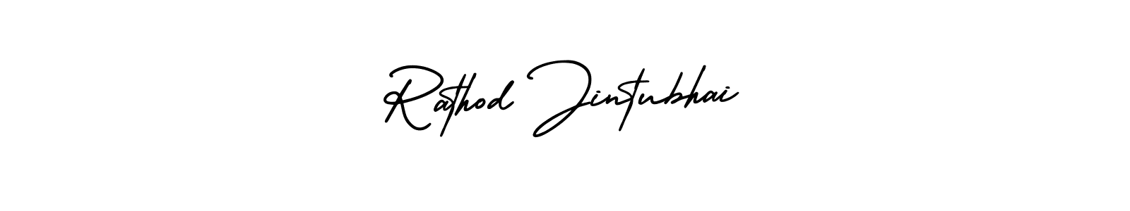 You should practise on your own different ways (AmerikaSignatureDemo-Regular) to write your name (Rathod Jintubhai) in signature. don't let someone else do it for you. Rathod Jintubhai signature style 3 images and pictures png