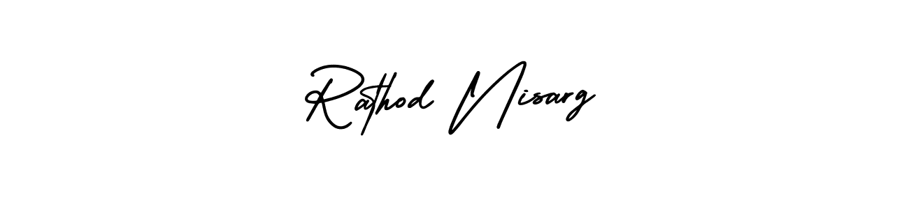 It looks lik you need a new signature style for name Rathod Nisarg. Design unique handwritten (AmerikaSignatureDemo-Regular) signature with our free signature maker in just a few clicks. Rathod Nisarg signature style 3 images and pictures png